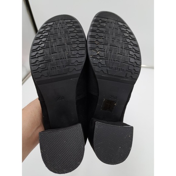 Black suede low heel Thigh High Rubber traction sole Back tie Boots 250 8.5 - Picture 4 of 6